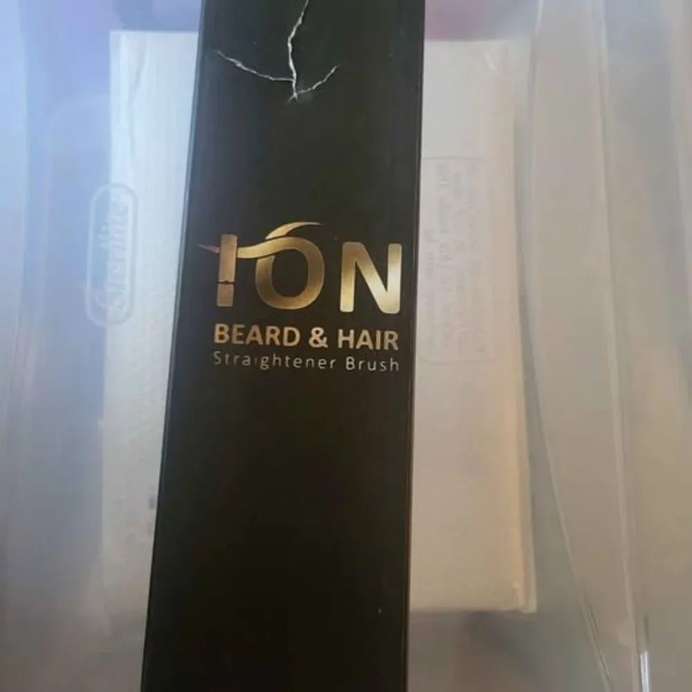 Ion Tourmaline Ceramic Beard & Hair Straightener Brush – Anti-Scald – New